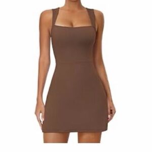 Brown athletic dress with shorts underneath